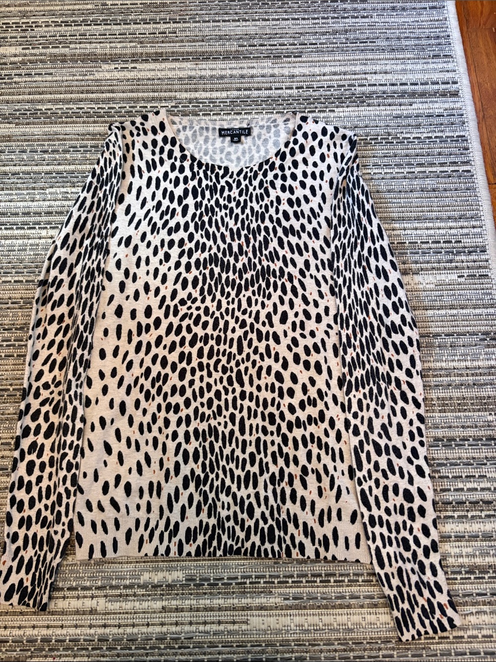 J. Crew Factory Cream Long-Sleeve Dot-Print Sweater